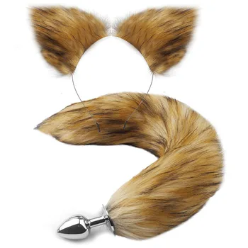 Fox Tail Anal Plug with Hairpin Bdsm Toy Flirting Metal Butt Plug Tail Erotic Sex Toys for Woman Couples Cosplay Adult Game Shop 3