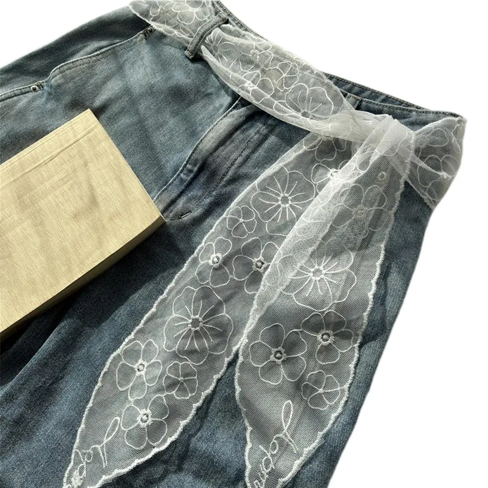 Bestickter weißer Spitzen-Gürtel mit Blumenmuster, Vintage-Stil, durchsichtiger, süßer Spitzen-Taillengürtel für Jeans, Kleider und Röcke, Sommer-Kleidungszubehör – Detail 4