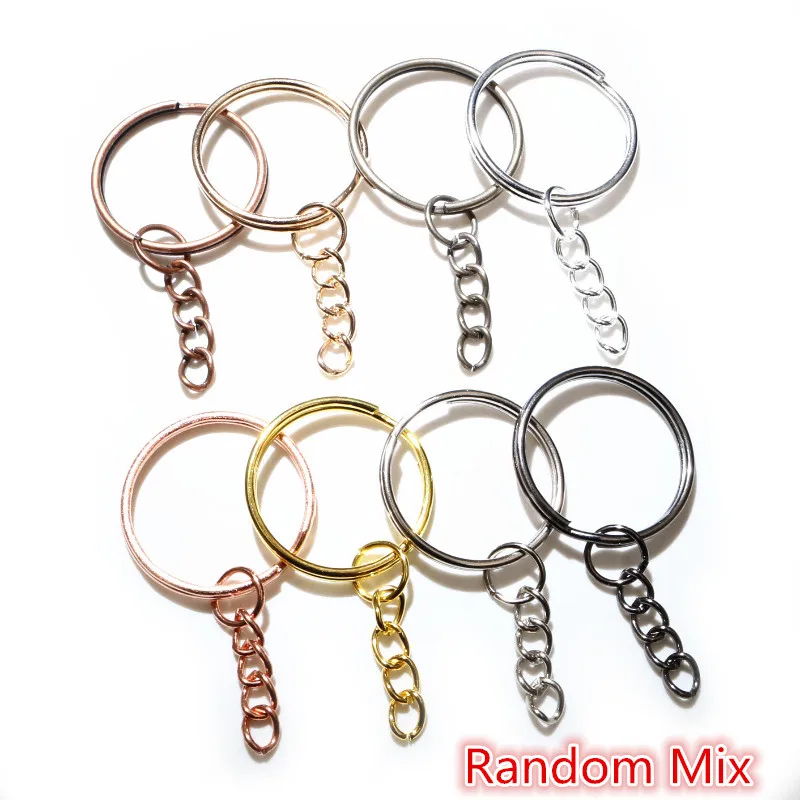 Set of 20 Stylish Gold & Silver Plated Keychains with 25mm Rings