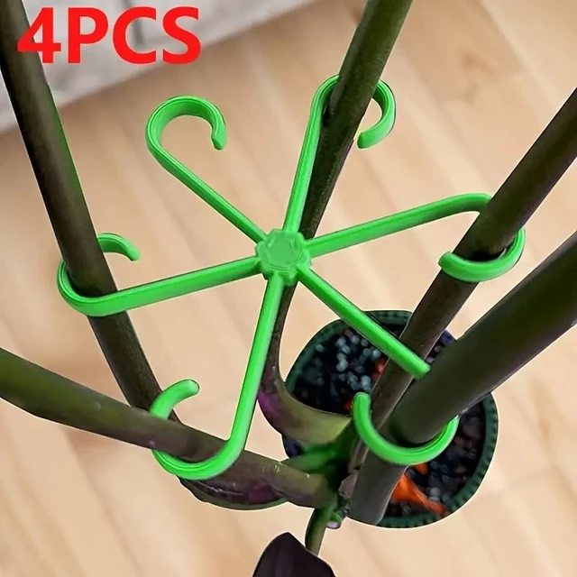 4pcs Climbing Houseplant Stem Supports, Plastic Plant Climbers Stem Holders Reusable Flower Plant Stakes Trellis Stem Hook Growt 3