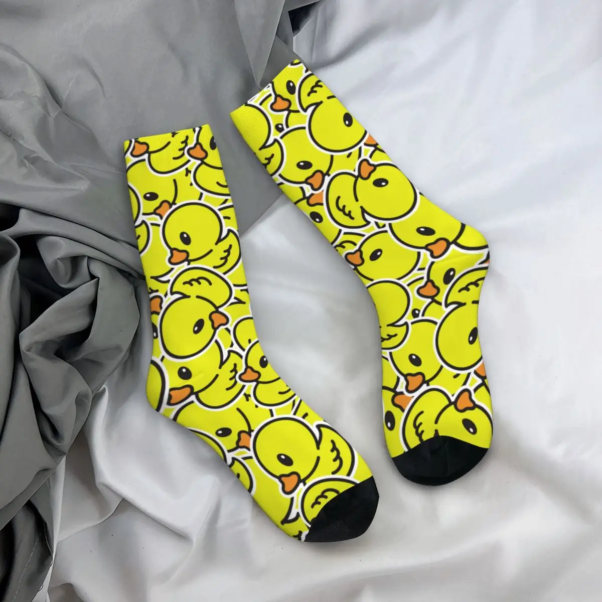 

Fashion Male Men Socks Crazy Cartoon Yellow Duck Pattern Sock Polyester Sport Women's Sock Spring Summer Autumn Winter