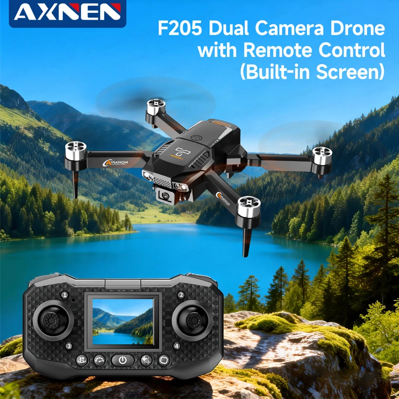 Drone AXNEN F205 avec écran, 50x zoom, double objectif, flottement optique, cadeau enfant