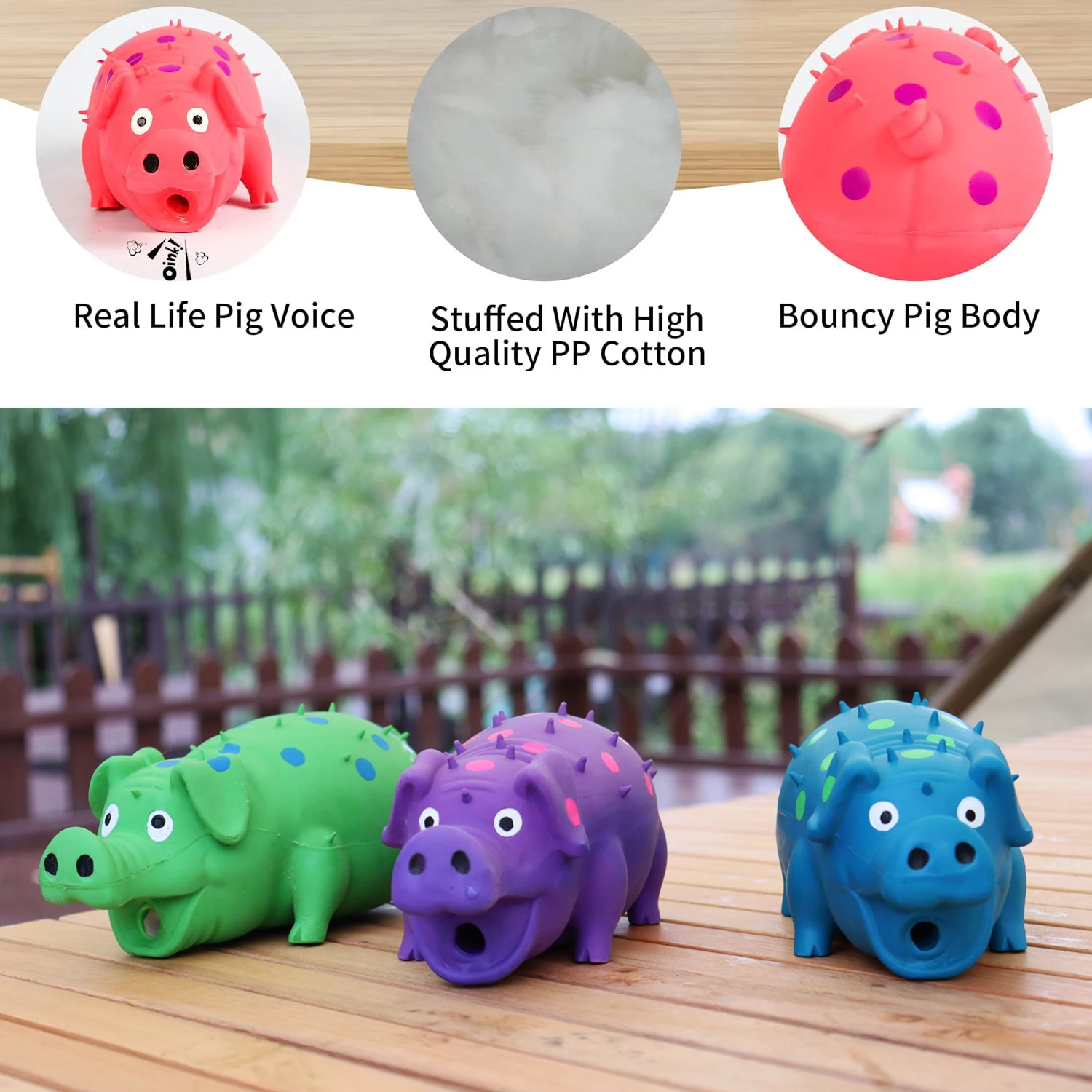 Dog Squeeze Toy,Squeaky Pig Dog Toys, Blue Latex Grunting Pig Dog