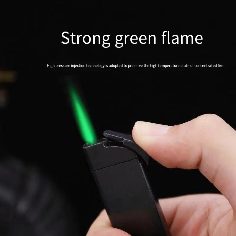 Metal Mini Portable Windproof Green Jet Flame Cigarette Lighter Inflatable Butane Gas Smoking Accessories Weed Cute Girl Gift