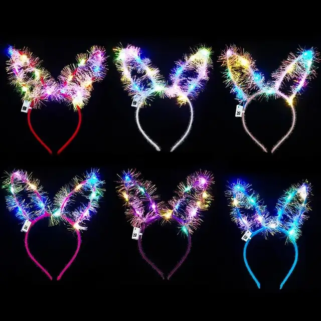 Bandeau Led Oreilles De Lapin, 6 Pièces, 3 Modes D'éclairage