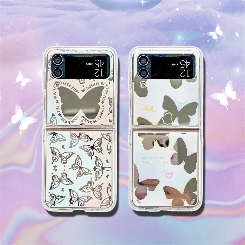 

New personality minimalist mirror butterfly Samsung zflip 5 foldable suitable for Galaxy zflip 3/4 phone case