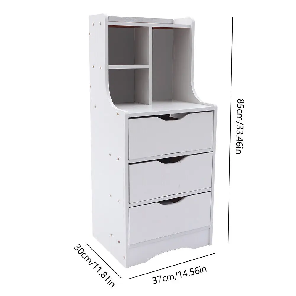 White Modern Style Nightstand Elegant Bedside Table Bedroom Furniture Cabinet With 3 Drawers 5