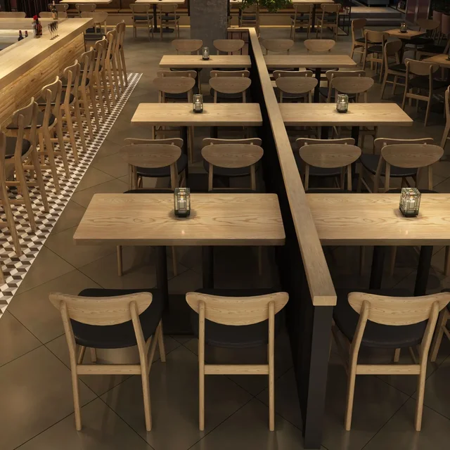 Fashionable and minimalist solid wood bar stool, bar chair backrest, high footed stool, milk tea shop potato chip chair, long ta 4
