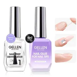 GELLEN Nail Care Essential Set - Salon Quality Manicure & Pedicure Kit with Base Coat, Top Gel, and Cuticle Softener Oil (4PCS) (Dehydrator polish)