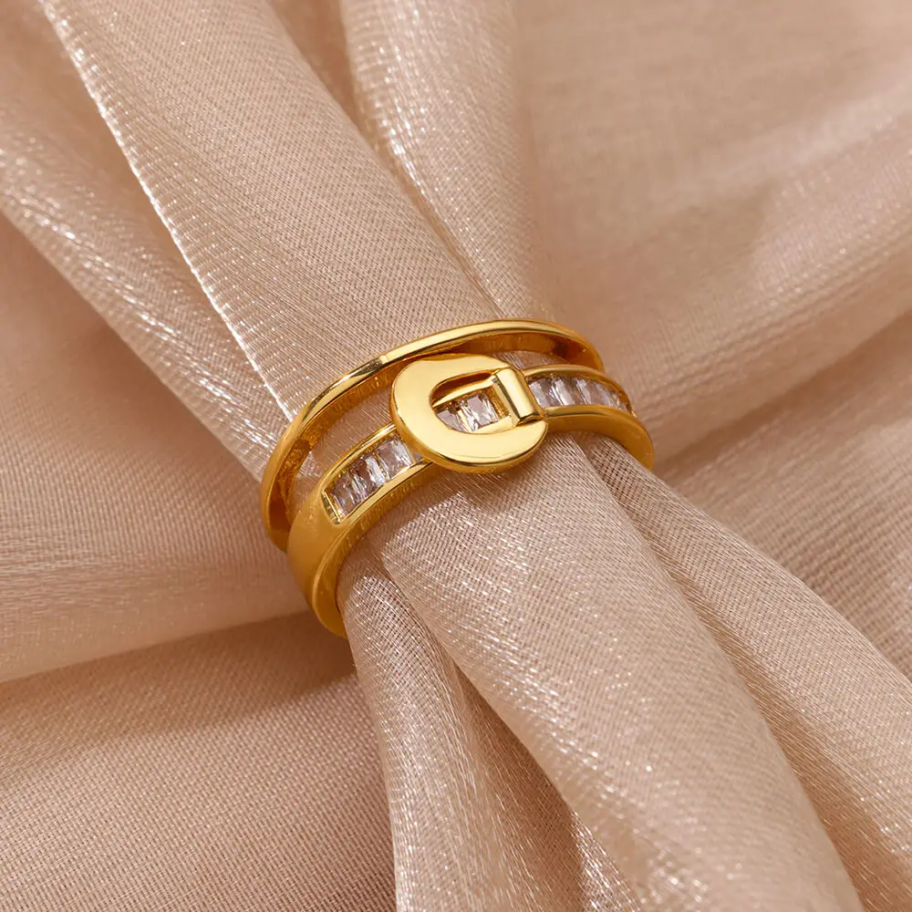 Zircon Rings Adjustable Stainless Steel Ring for Women