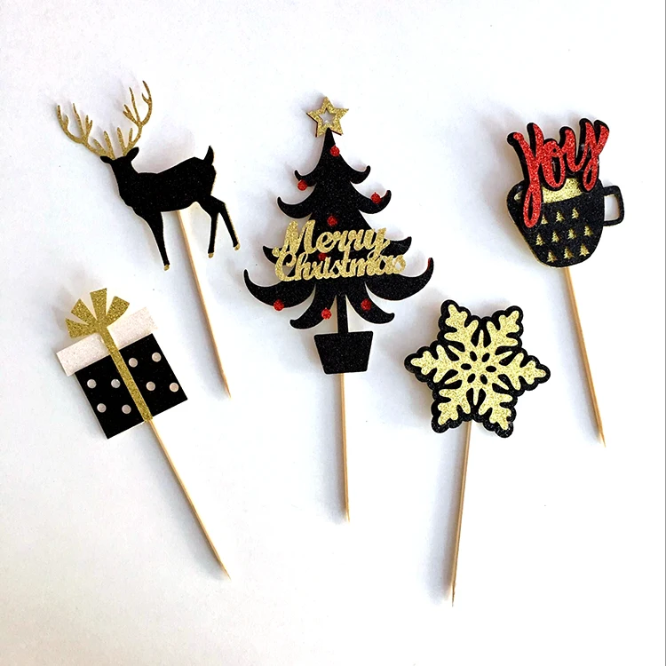 Adornos Para Tarta De Feliz Navidad, Adornos Para Cupcakes Con Forma De Tronco De Navidad, Juego De 7 Piezas - México