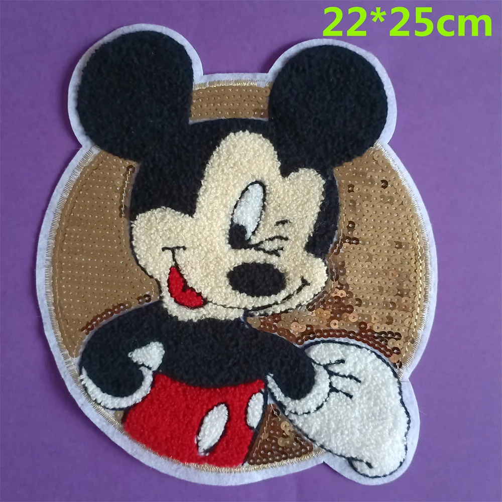 Minnie Mouse Mickey Mouse Anime Embroidered Patches for Children's Clothing Jackets 1Pcs Large