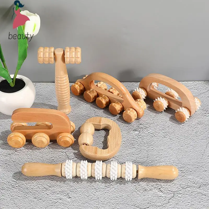 1Pc Wood Roller Body Reflexology Acupuncture Therapy Meridians Scrap Lymphatic Drainage Face Lift Tool Massager