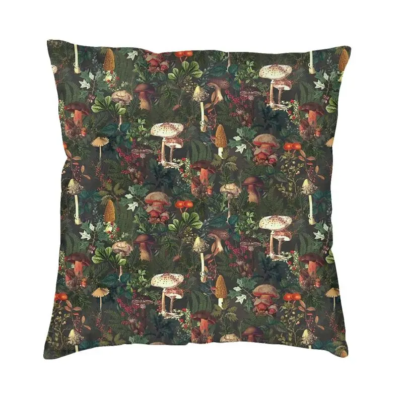 

Vintage Night Mushrooms Cushion Cover Sofa Decoration Botanical Forest Garden Square Throw Pillow Case 40x40