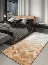 American style genuine cowhide patchwork  runner rug,vintange real leather bedside carpet , decorative floor mat 