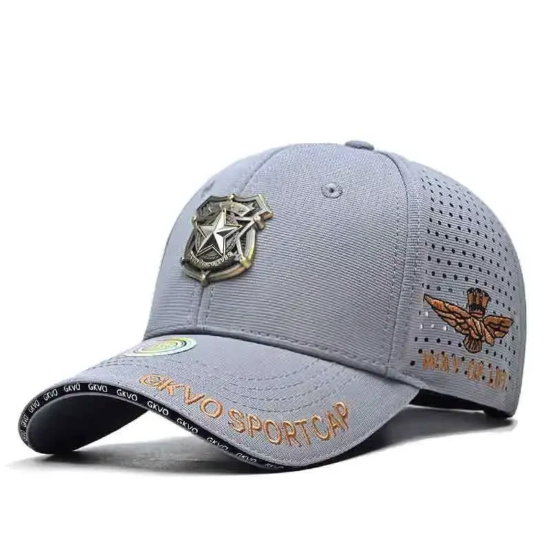 모자 남자의 새로운 여름 야외 큰 둘레 야구 모자 개별 배지 다섯개 별 답답하지 않은 고품질