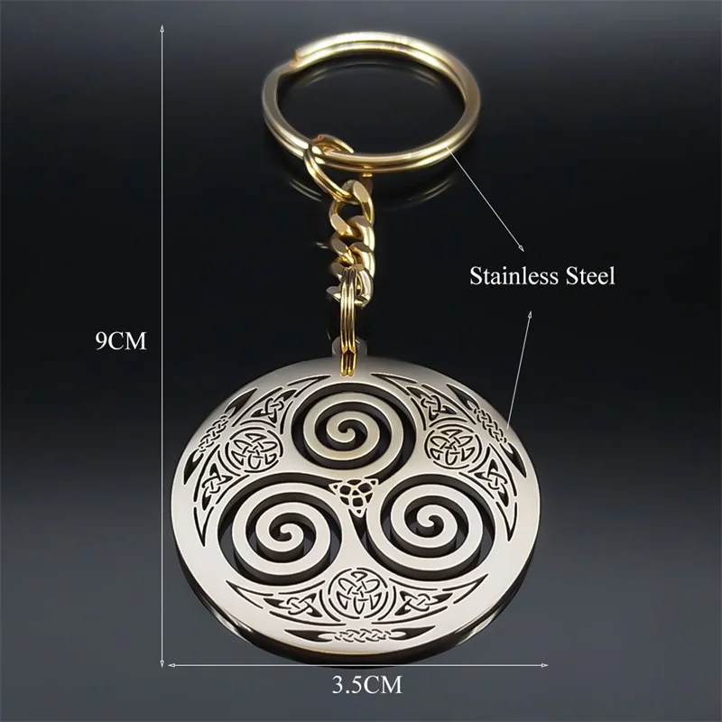 Hexe Triskelion Keltischer Knoten Edelstahl Anhänger Schlüsselanhänger für Frauen Männer Trinity Knot Pagan Amulett Schlüsselanhänger Schmuck K8579S01 – Detail 2