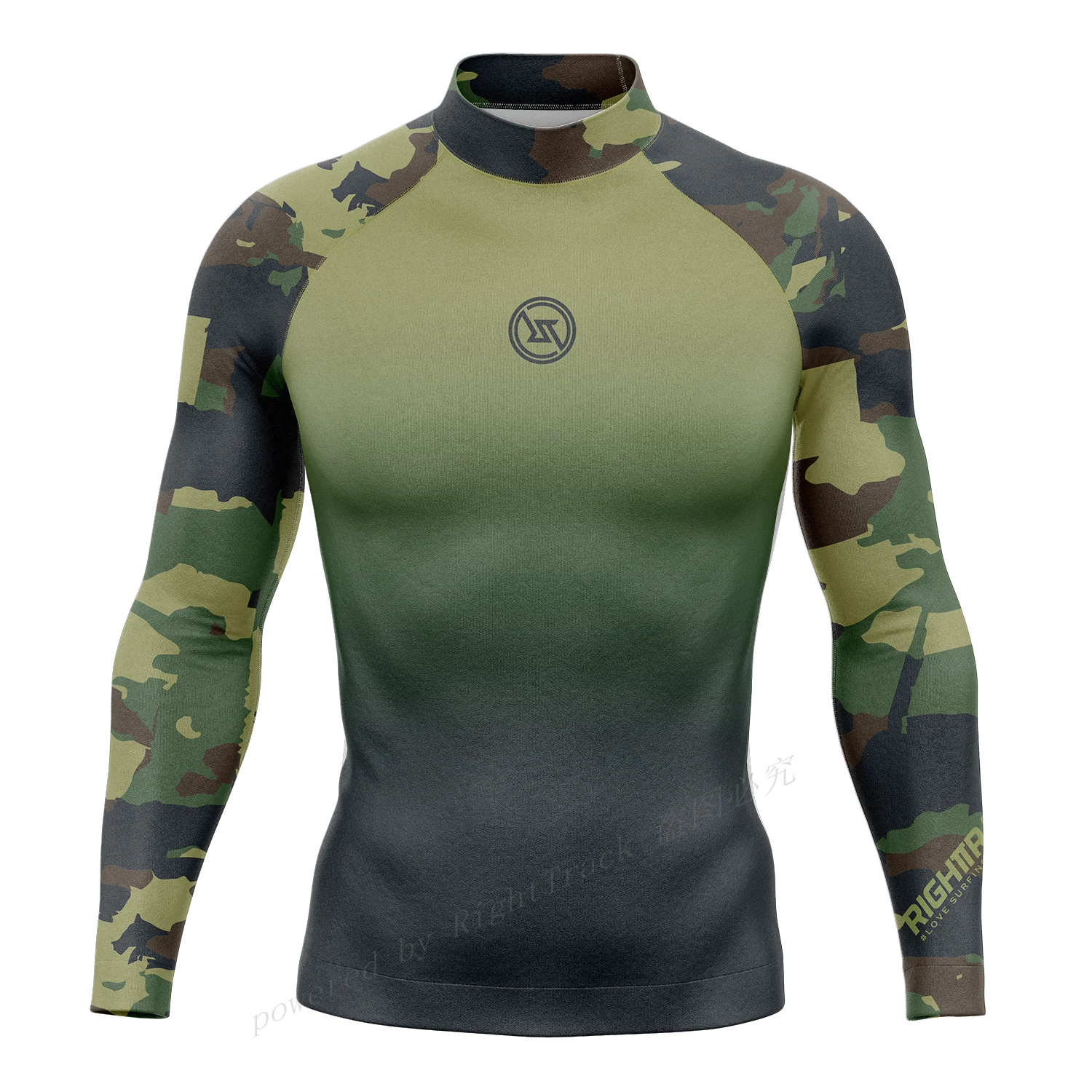 Men's Rashguard Camo Gradient Long Sleeve Surfing Shirts Sunscreen Lycra Fabric Surf Sweatshirt UV Protection RT Swimwear