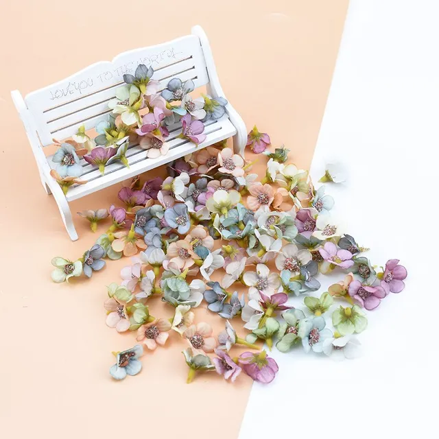 Mini mur de fleurs artificielles pour couronne, scrap de mariage, décoration d'intérieur, guirxiété de bricolage, coiffure multicolore, détruire AndrHead, 50 pièces, 2cm 2