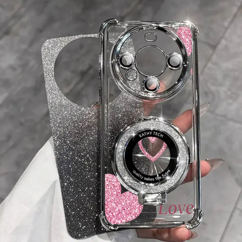 Pearl Strap Glitter Love Phone Holder Case