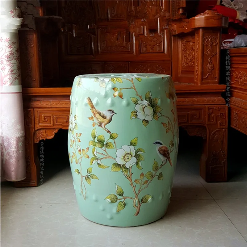 Fish Painting Jingdezhen Porcelain Garden Stool Ceramic Stool For