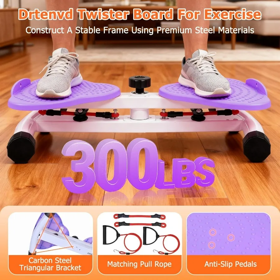 Waist Twister Machine Exercise, Ab Twister Board for Slim Waist and Core Ab Exercise, Noiseless Ab Machine with 300 lbs Weight C