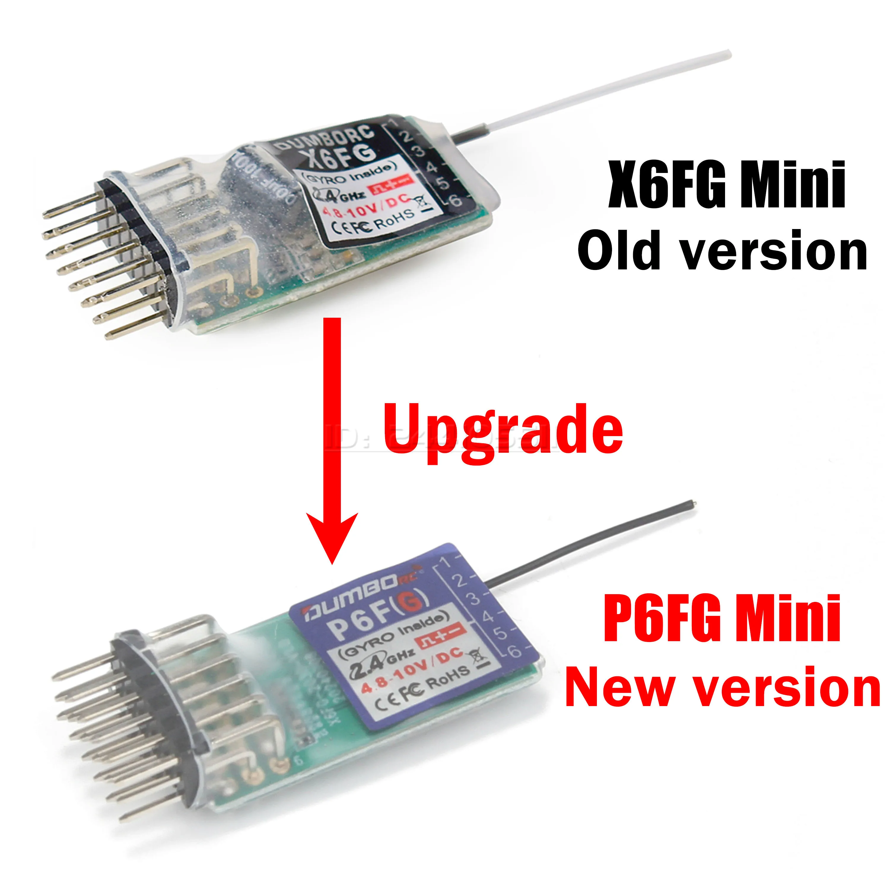 DUMBORC P6FG 미니 P6F P6DC P6DCG 2.4G 6CH 수신기 자이로 X6 X4 DDF-350 송신기 리모컨 RC 자동차 보트 LED 라이트