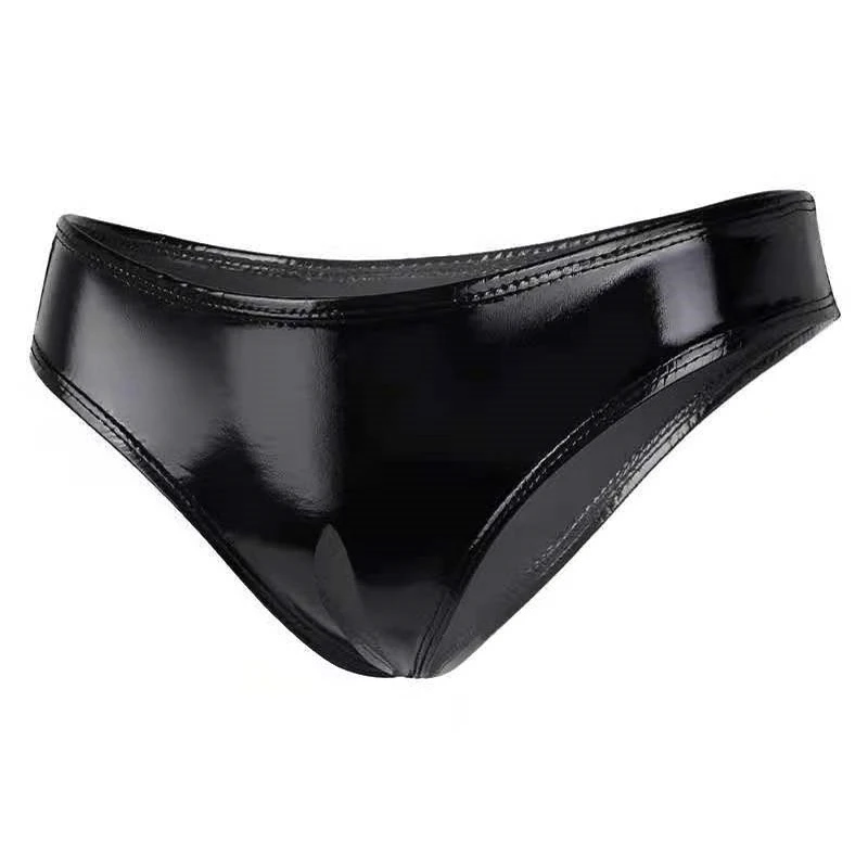Women Crotchless Shorts Erotica Open Crotch Leather Briefs Crochless Show Hips Knickers Hollow Out Bondage Panties Black Elastic Pants Erotica Lingerie