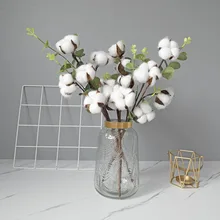 Flores secas de algodón para decoración del hogar, rama Floral Artificial, ramo de dama de honor de boda, flor falsa, regalo del Día de San Valentín