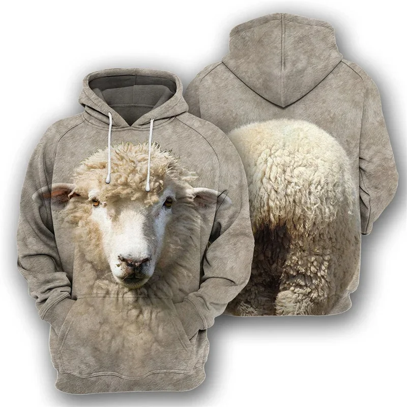 thumbnail image 1 of Sudadera con capucha con estampado de oveja, alpaca, toro y caballo para hombre, sudadera con capucha de manga larga con estampado 3D de animales, abrigo con capucha de gran tamaño para la calle, 1 of 5