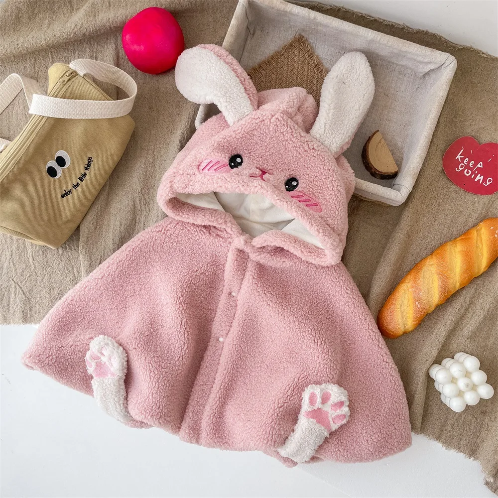 Infant and Toddler Cloak Autumn and Winter Outing Thick Fleece Coat Baby Boys Girls Cute Cartoon Animal Shawl