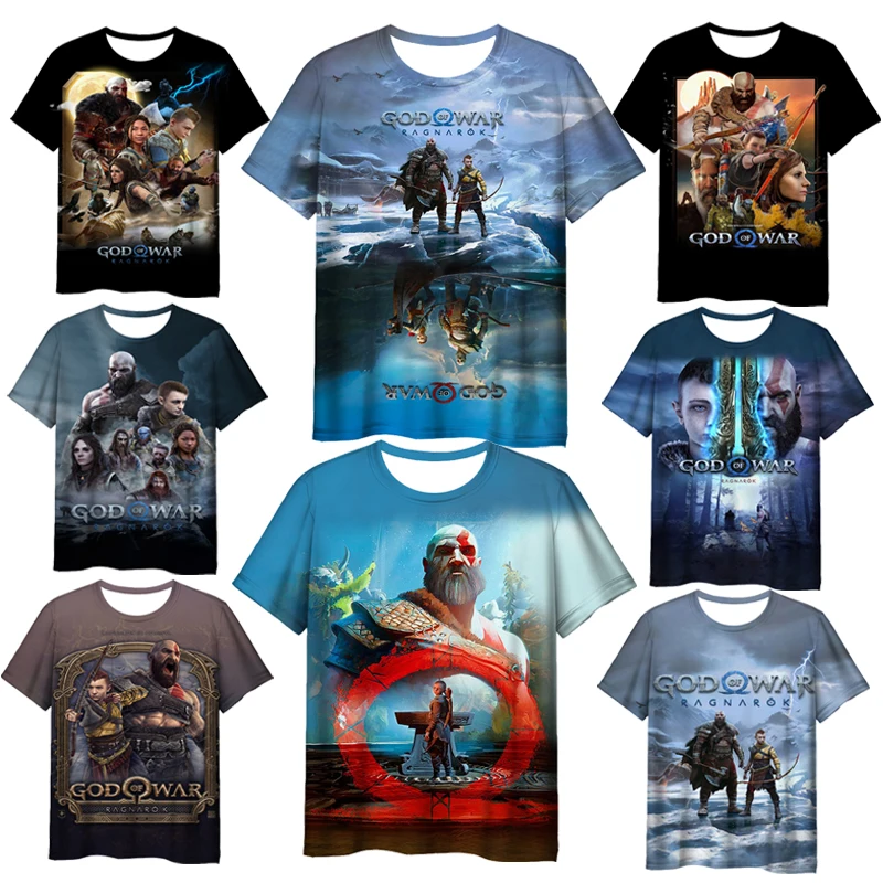 God Of War Ragnarok Magliette Kratos T-Shirt Da Uomo Abbigliamento Classico Harajuku Atreus Graphic Abbigliamento Summer Tops Tees