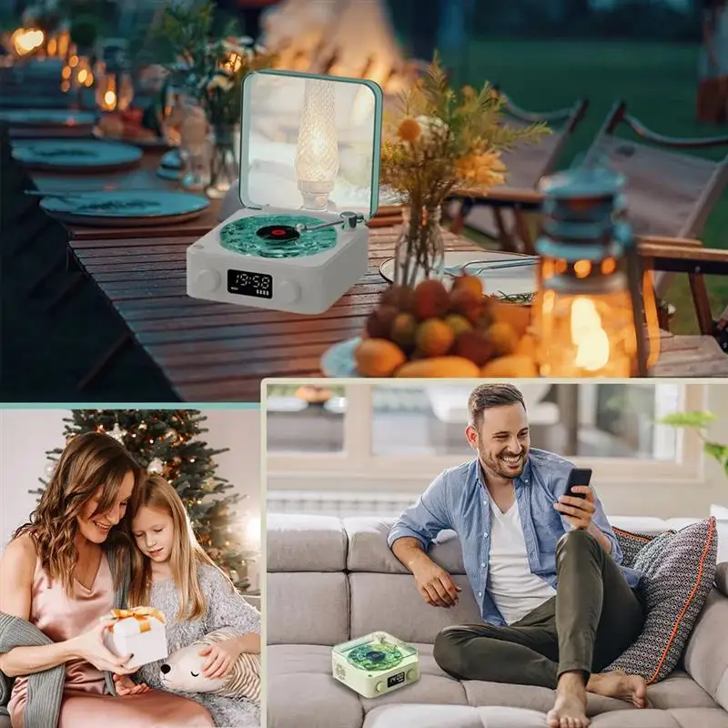 미니 휴대용 레트로 수면 보조 스피커, 360 서라운드 사운드, 화이트 노이즈, 블루투스 스피커, 뮤직 센터, RGB 조명 지지대, TF