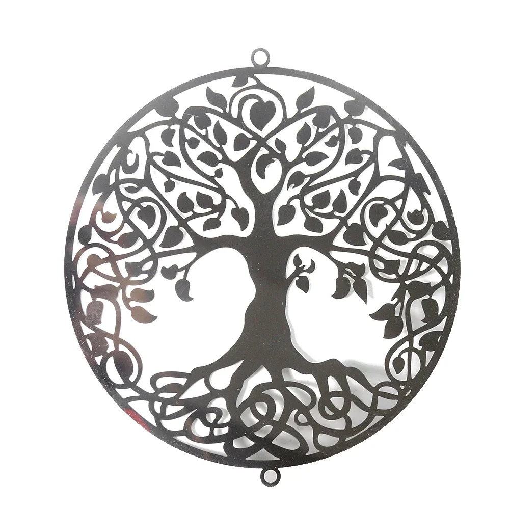 

9cm Laser Openwork Energy Tree of Life Love Heart Foliage Metal Pendant Mascot Wealth Feng Shui Charms Dangle DIY Hanging Decor