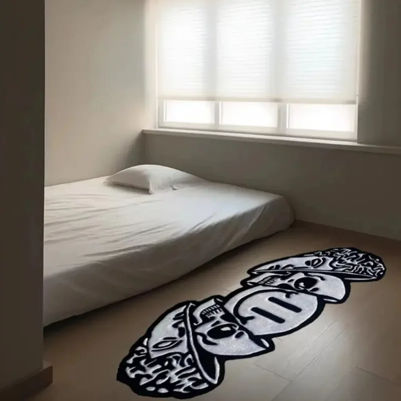 VIKAMA Teppich, amerikanischer kreativer großer Teppich mit Totenkopfmuster, weicher, flauschiger, einzigartiger Teppich für Wohnzimmer, Schlafzimmer, Heimdekoration – Detail 5