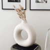 Nordic Vase Circular Hollow Ceramic Donuts Flower Pot Home Living Room Decoration Accessories Interior Office Desktop Decor Gift 3