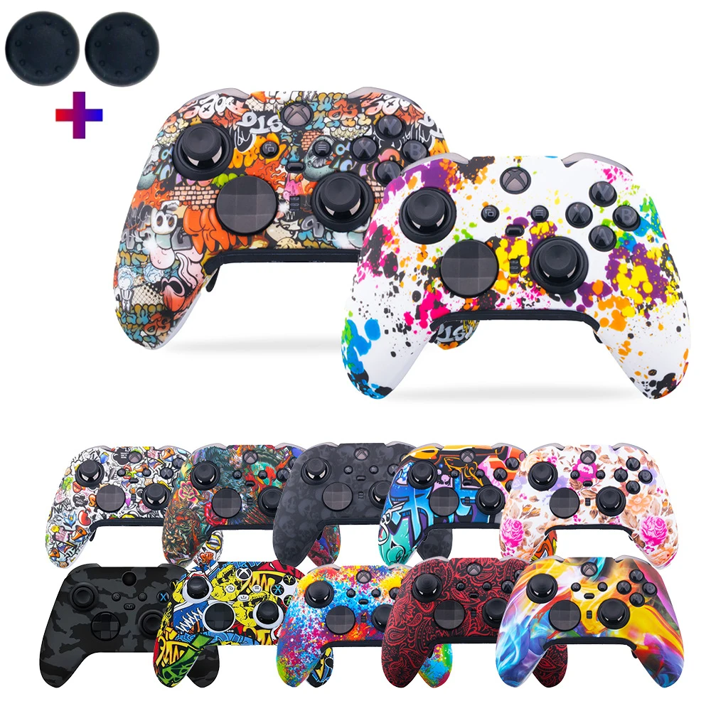 Soft Silicone Anti-Slip Protective Skin for Game Controllers with Thumb Grip Caps