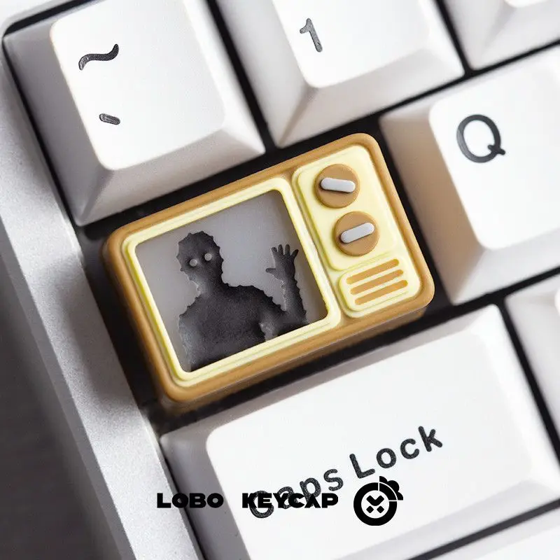 Rusty lakeCreative Retro Tv Artisan 키캡(조명 효과 포함), 체리 Mx 기계식 키보드용 레진 맞춤형 키캡, 독특한 선물