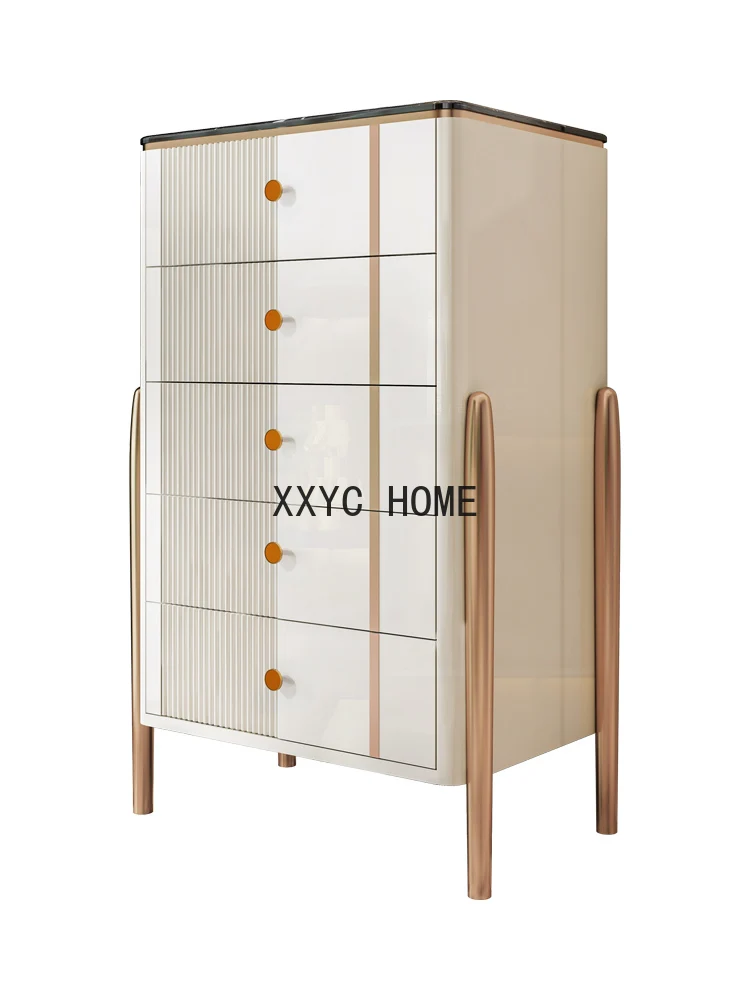 

Five Chest of Six Drawers Marble Bedroom Storage Cabinet White Light Luxury Chest of Drawers Living Room Entrance Cabinet