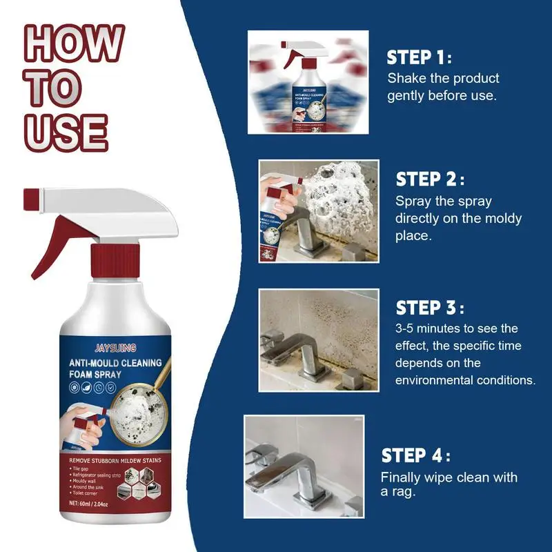 Mildew Removal Spray All-purpose Active Foam Mildew Cleaner Mold Stain  Remover Spray For Wall Wood Floor Bathroom Tile Mattress