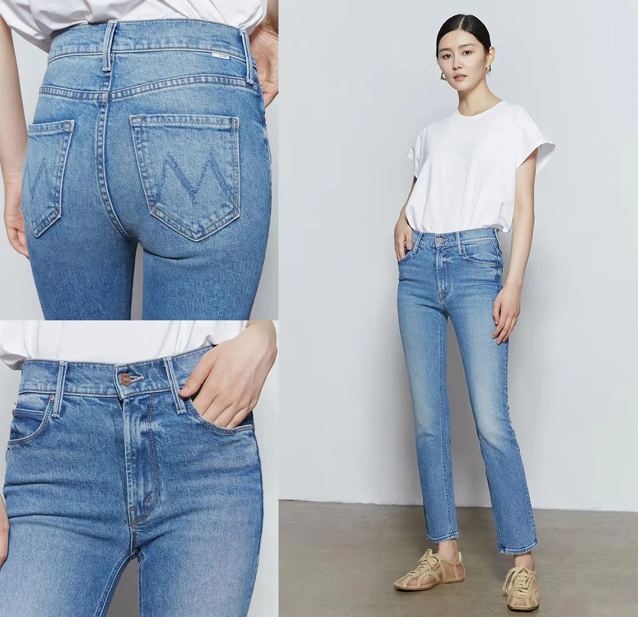 Women Stretch straight denim pants fashion casual ankle-length jeans 2023 new
