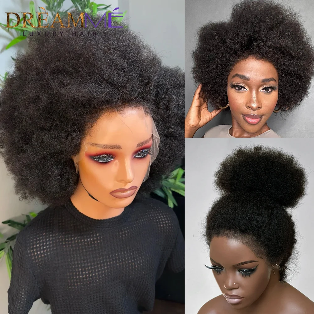 Afro Curly 360 Lace Wigs For Women Peruvian Remy Human Hair Kinky Curly 13x4 Lace Front Human Hair Wigs With 4c Kinky Hairline human hair wig,lace front wigs