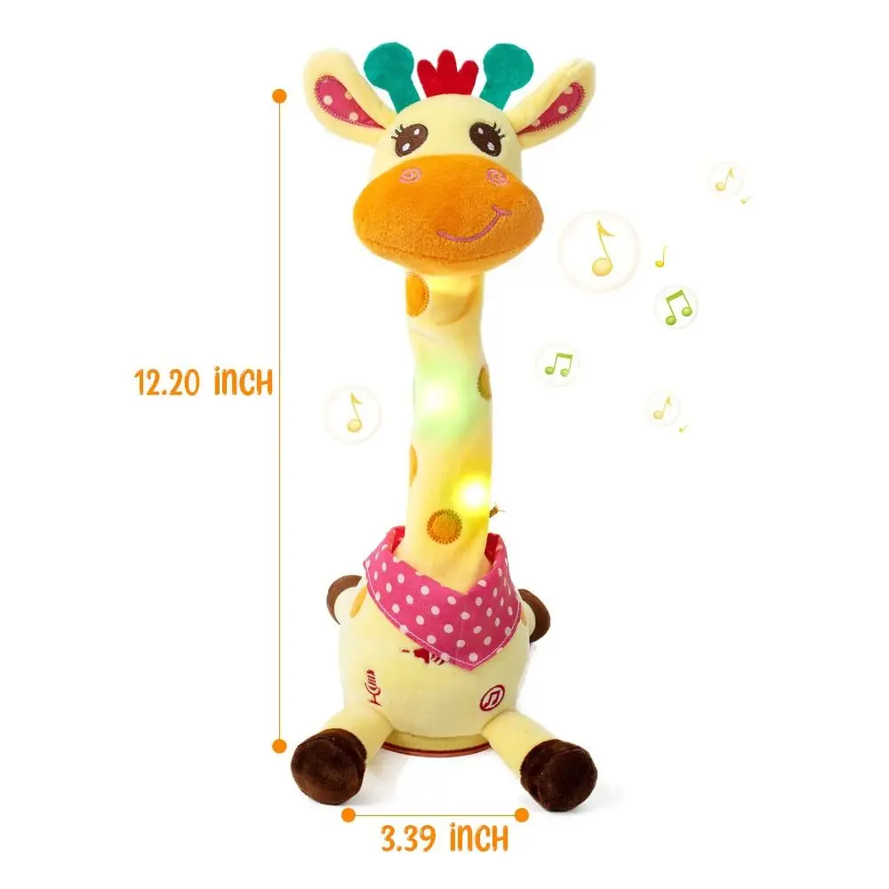Repeating What You Say Dancing Talking Giraffe Toy with 10 Songs Adjustable Volume Stuffed Animal Toy Plush Musical