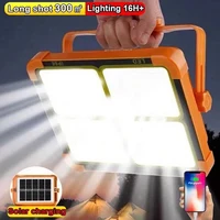Lampe de Camping portative solaire avec support, lampe rechargeable par batterie, projecteurs LED sans fil pour le travail, panne de courant d'urgence 1