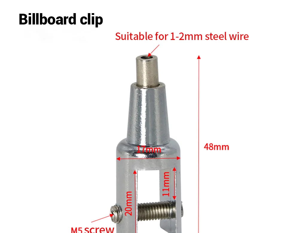 Description Picture 2 of item4Pcs Billboard Clip Glass Hanging Hook Code Acrylic Wood Board Fixing Accessories Screws Adjustable Steel Wire Rope Cable Clamps