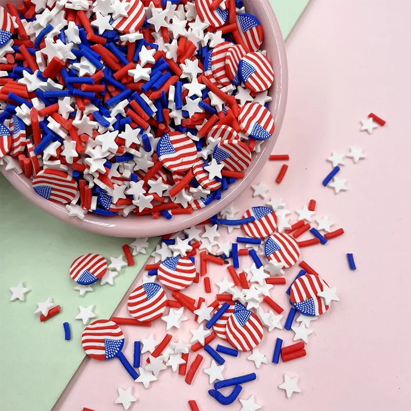 50 그램/몫 혼합 된 미국 국기 폴리머 조각 공예에 대 한 뜨거운 점토 뿌리 점액 충전 액세서리 DIY 네일 아트 장식 