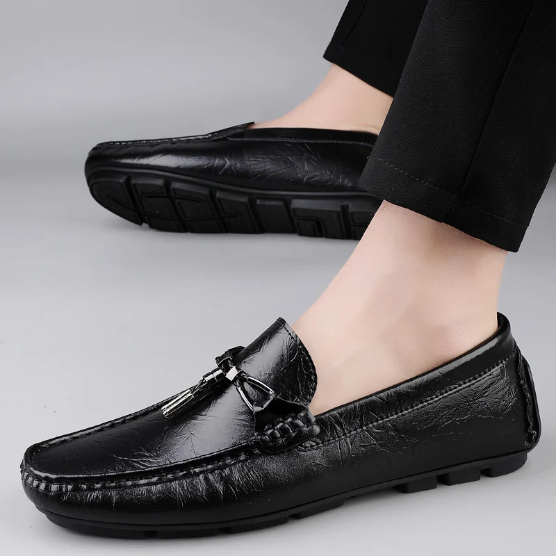 Summer Mens Casual Shoes Genuine Leather Mens Loafers Moccasins Hollow Out Walking Shoes Breathable Slip on Flats Driving Shoes 3