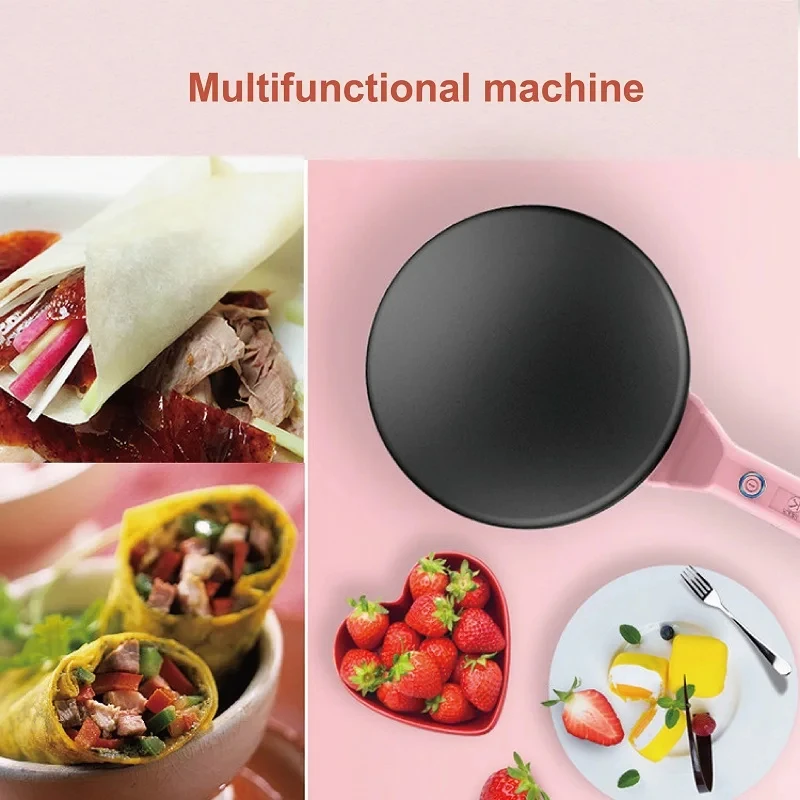 220V Electric Crepe Maker Breakfast Pizza Machine Pancake Baking Pan Cake Non-stick Griddle Chinese Spring Roll Cooking Tools 4