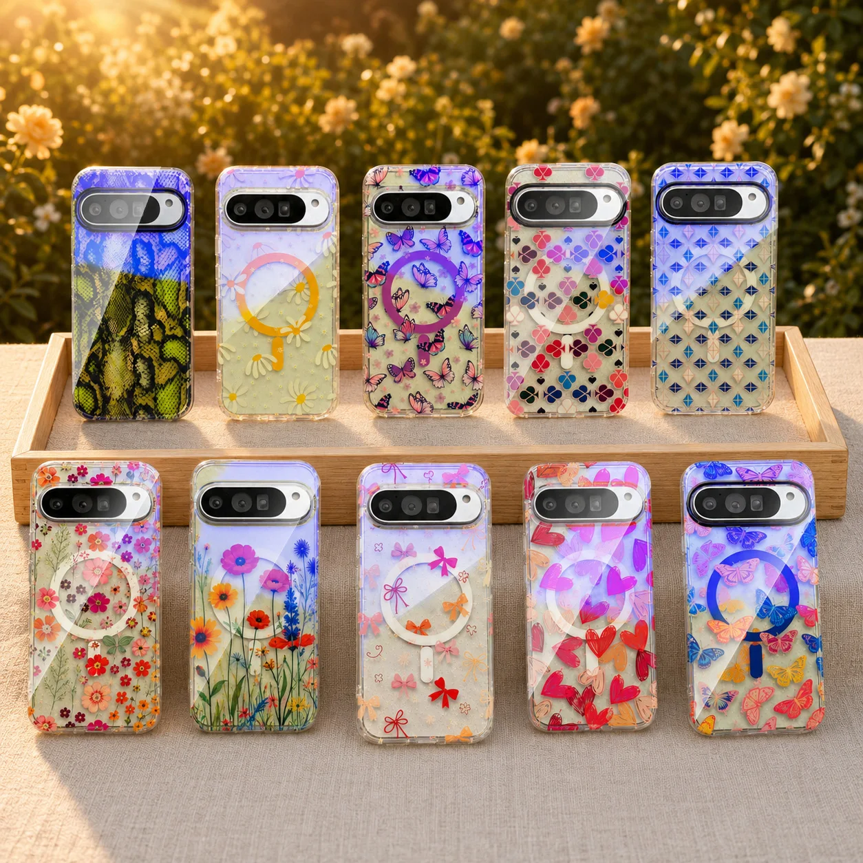 Magnetic Color Flower Blue Light Series Phone Case