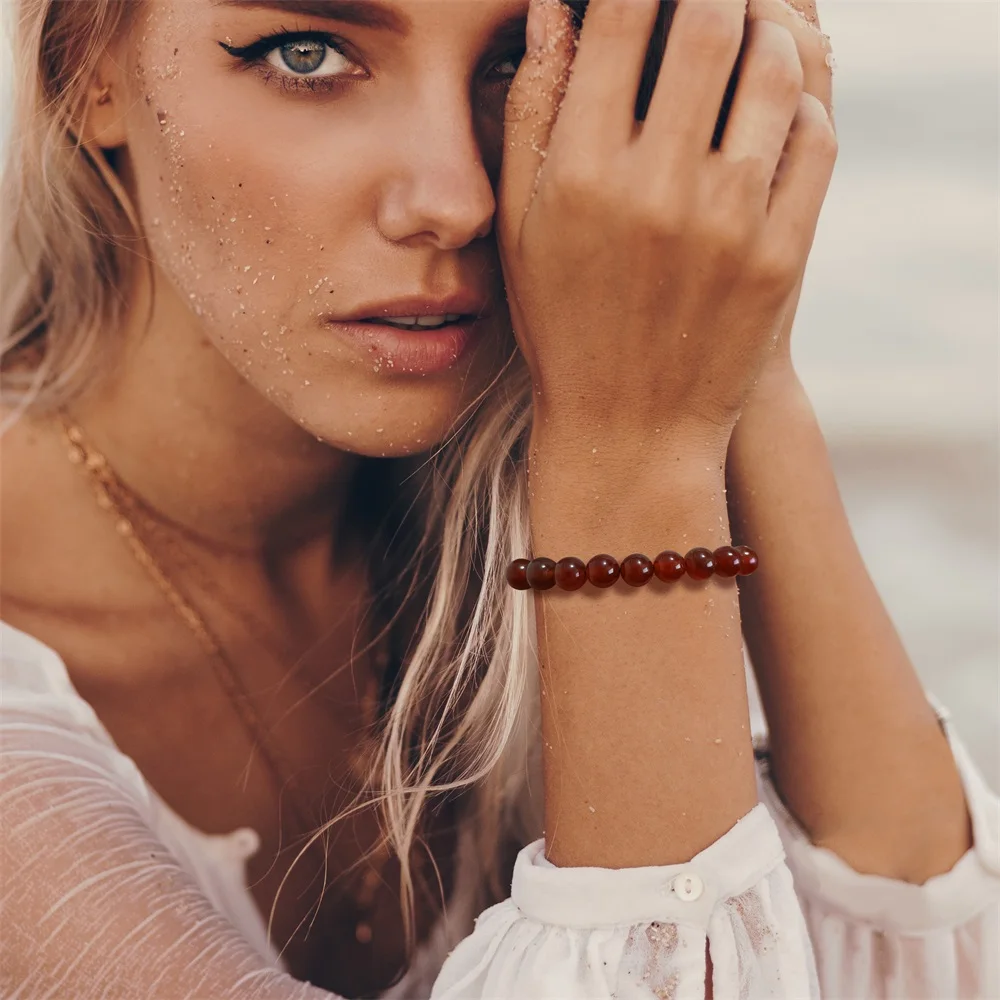 Adjustable 8mm Pink Rose Quartzs Beads Bracelet With Card Natural Stone Braided Bracelets & Bangles For Women Men Yoga Jewelry - Image 6